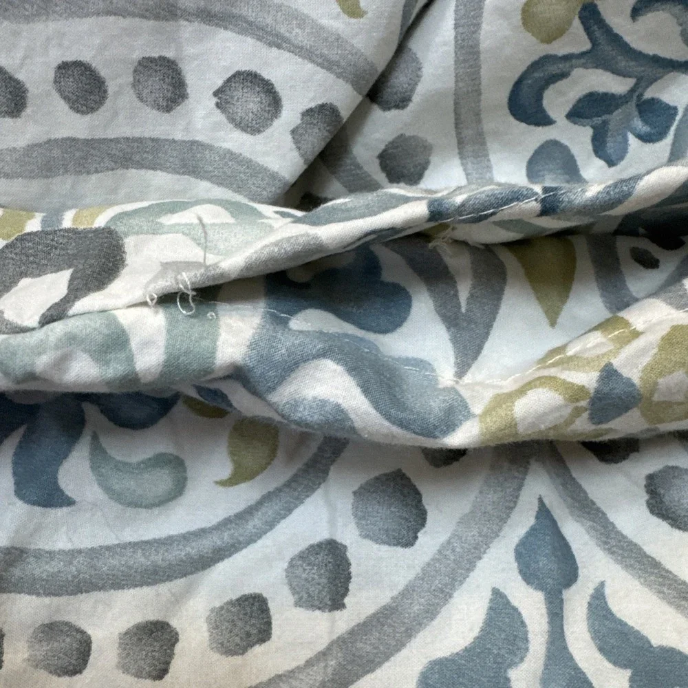 Pottery Barn  Jessie Scroll Full Queen Duvet Green And Blue